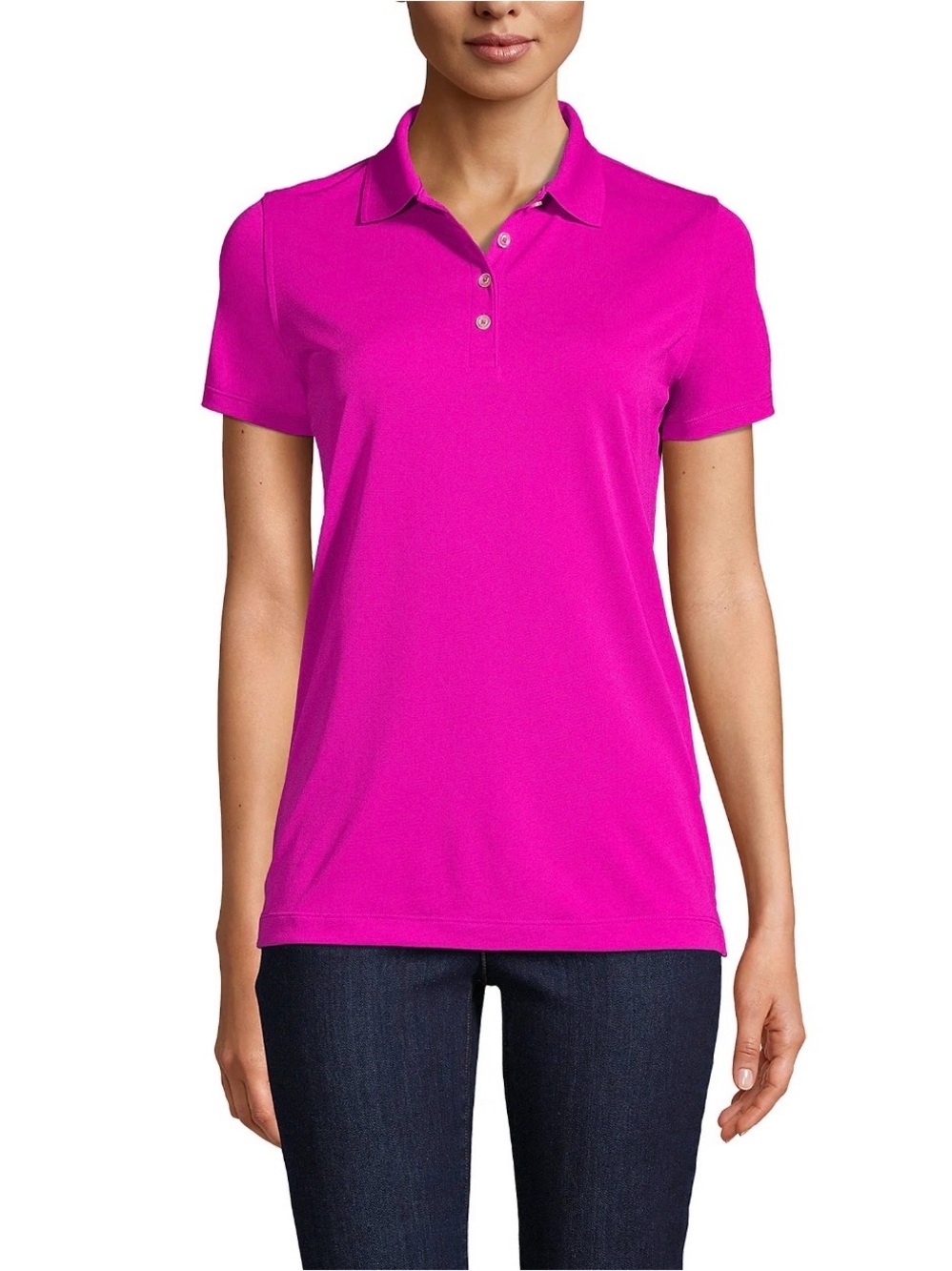Lands' End Essentials Short-Sleeve Polo Shirt in Lilac Size Medium